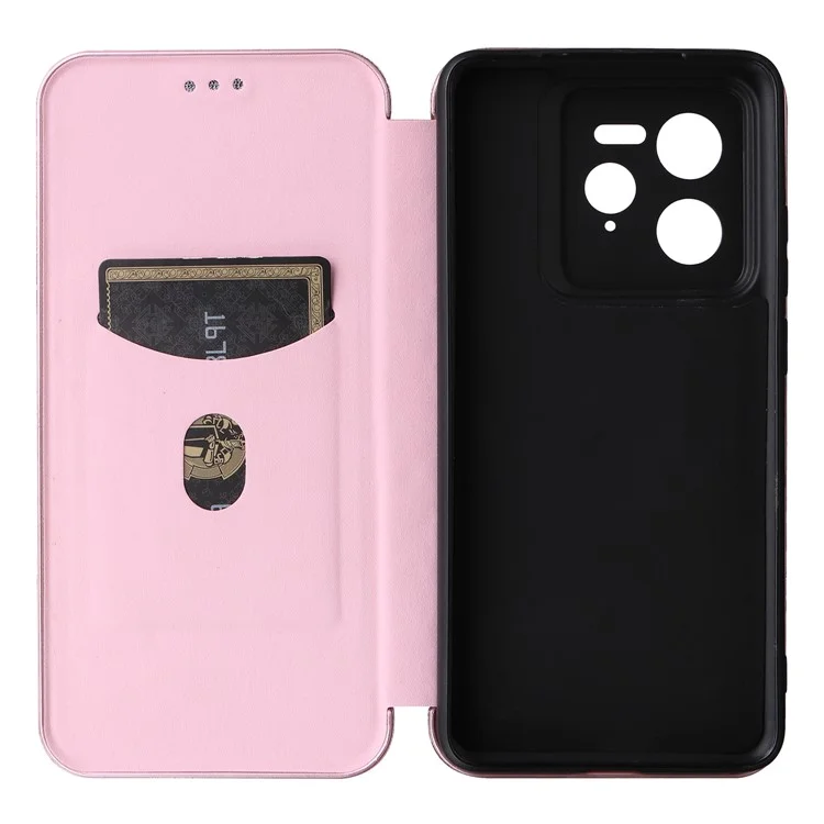 Coque pour Realme GT 7 Pro 5G, texture en fibre de carbone, résistante aux chutes, en cuir PU - Or rose