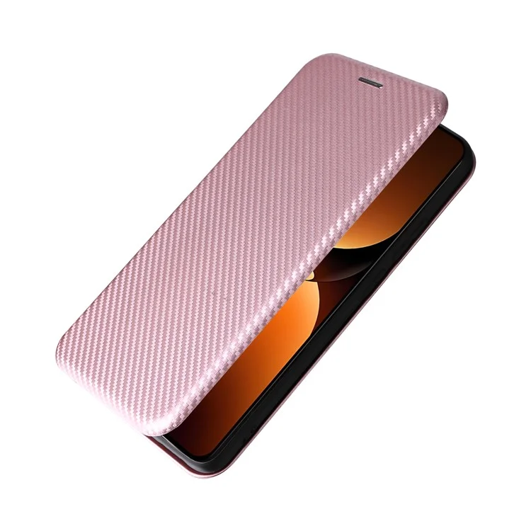 Coque pour Realme GT 7 Pro 5G, texture en fibre de carbone, résistante aux chutes, en cuir PU - Or rose