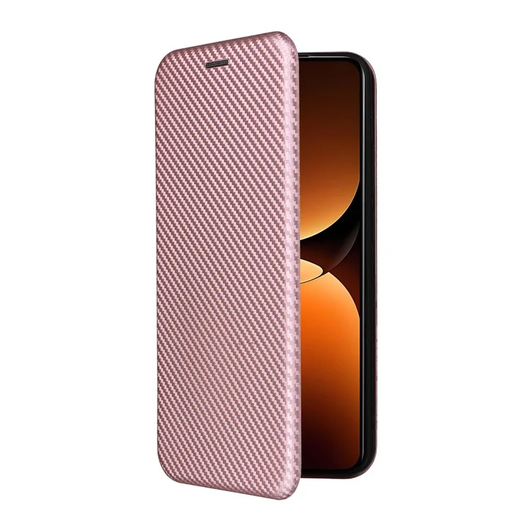 Coque pour Realme GT 7 Pro 5G, texture en fibre de carbone, résistante aux chutes, en cuir PU - Or rose