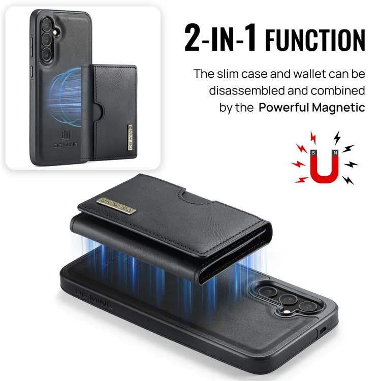 Funda DG.MING M6 para Samsung Galaxy S25+ Cartera magnética de PU + PC + TPU - Negro
