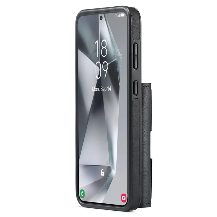 Funda DG.MING M6 para Samsung Galaxy S25+ Cartera magnética de PU + PC + TPU - Negro