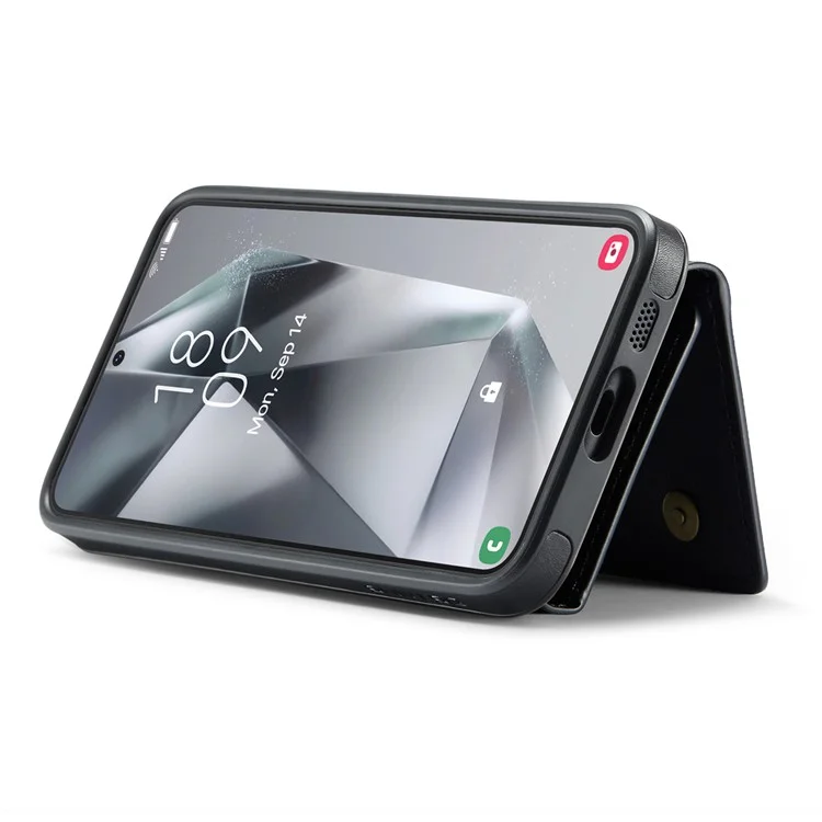 Funda DG.MING M6 para Samsung Galaxy S25+ Cartera magnética de PU + PC + TPU - Negro
