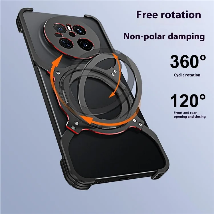 For Huawei Mate 70 Kickstand Case Metal Bumper Magnetic Phone Cover - Black / Red