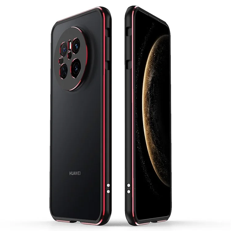 Für Huawei Mate 70 Bumper Case Metallrahmen Handyhülle mit Kameraobjektivschutz - Schwarz / Rot