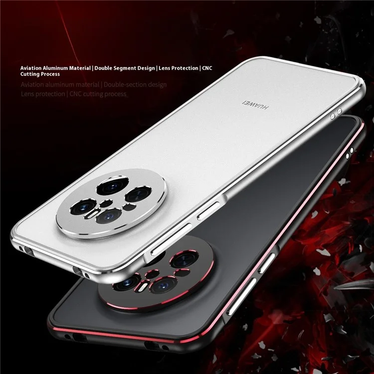 Für Huawei Mate 70 Bumper Case Metallrahmen Handyhülle mit Kameraobjektivschutz - Schwarz / Rot