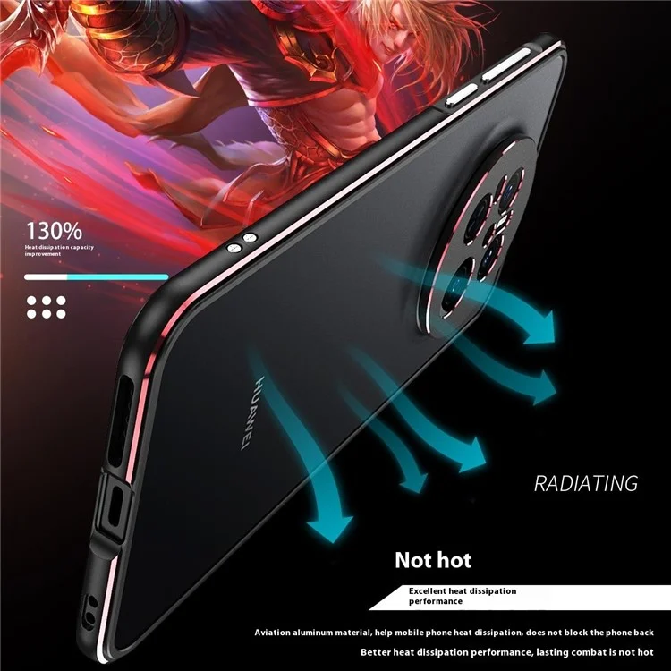 Für Huawei Mate 70 Bumper Case Metallrahmen Handyhülle mit Kameraobjektivschutz - Schwarz / Rot