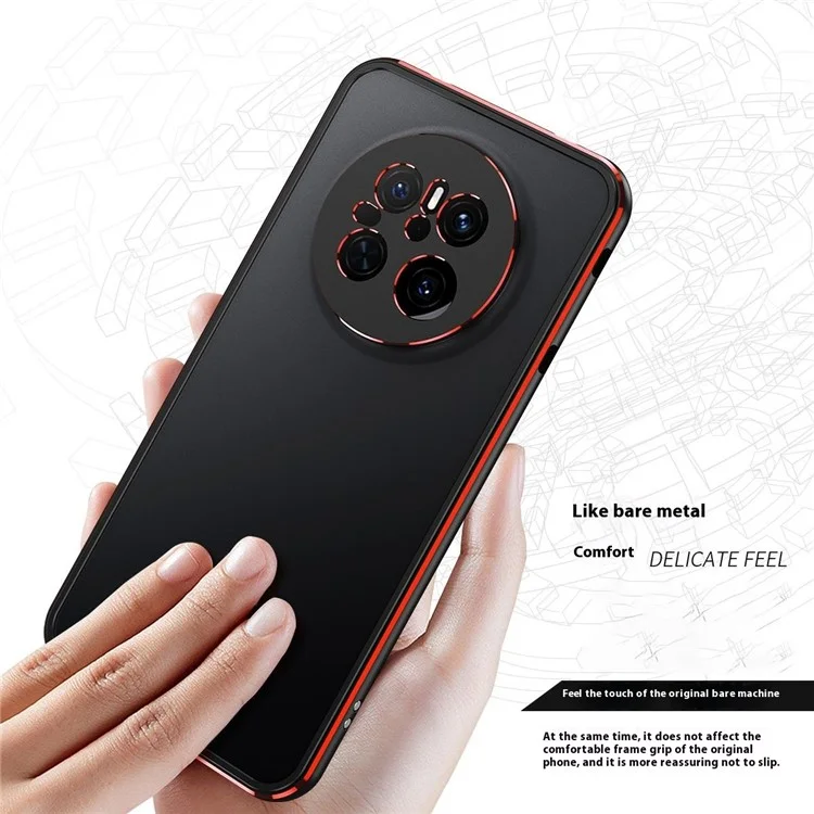 Für Huawei Mate 70 Bumper Case Metallrahmen Handyhülle mit Kameraobjektivschutz - Schwarz / Rot
