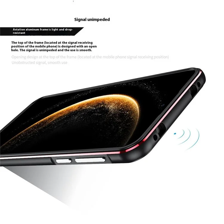 Für Huawei Mate 70 Bumper Case Metallrahmen Handyhülle mit Kameraobjektivschutz - Schwarz / Rot