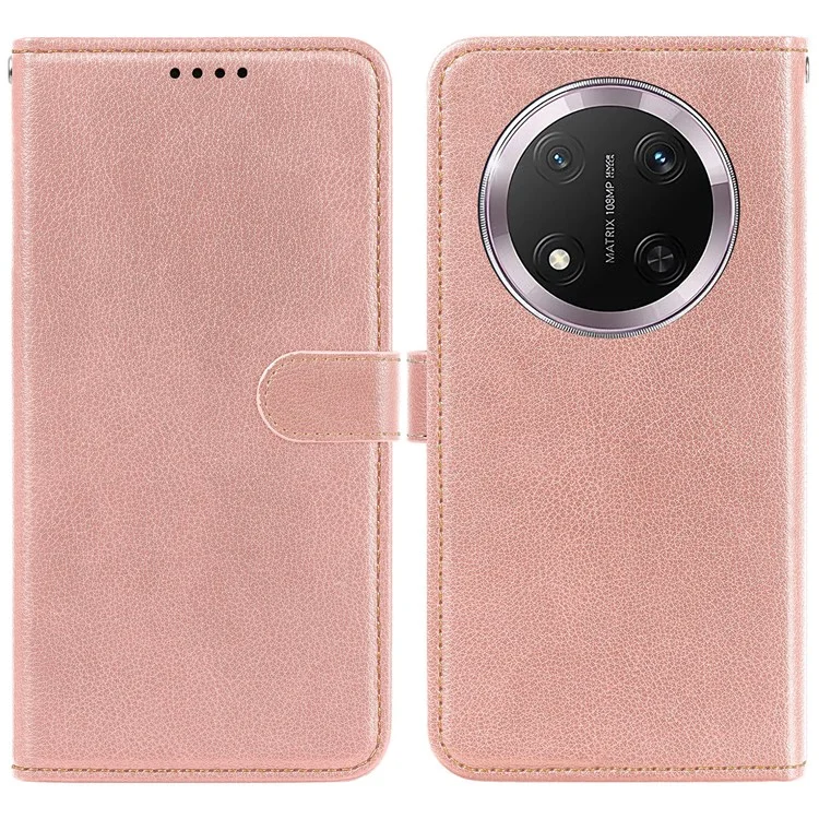 Étui en cuir avec texture de litchi et protection RFID pour For Honor X9c 5G / X60 Pro 5G - Or rose