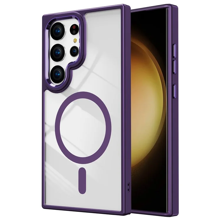 Für Samsung Galaxy S25 Ultra Hülle Kompatibel mit MagSafe TPU + Acryl Klare Handyhülle - Dunkel Lila