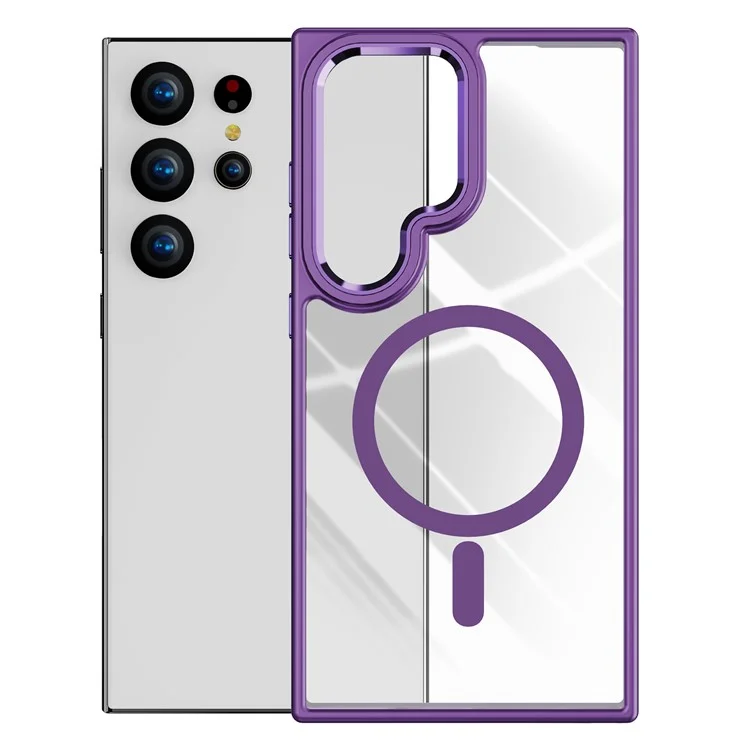 Für Samsung Galaxy S25 Ultra Hülle Kompatibel mit MagSafe TPU + Acryl Klare Handyhülle - Dunkel Lila