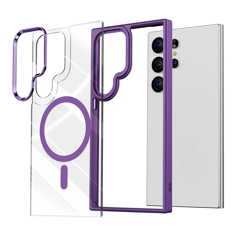 Für Samsung Galaxy S25 Ultra Hülle Kompatibel mit MagSafe TPU + Acryl Klare Handyhülle - Dunkel Lila
