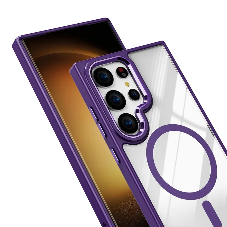 Für Samsung Galaxy S25 Ultra Hülle Kompatibel mit MagSafe TPU + Acryl Klare Handyhülle - Dunkel Lila