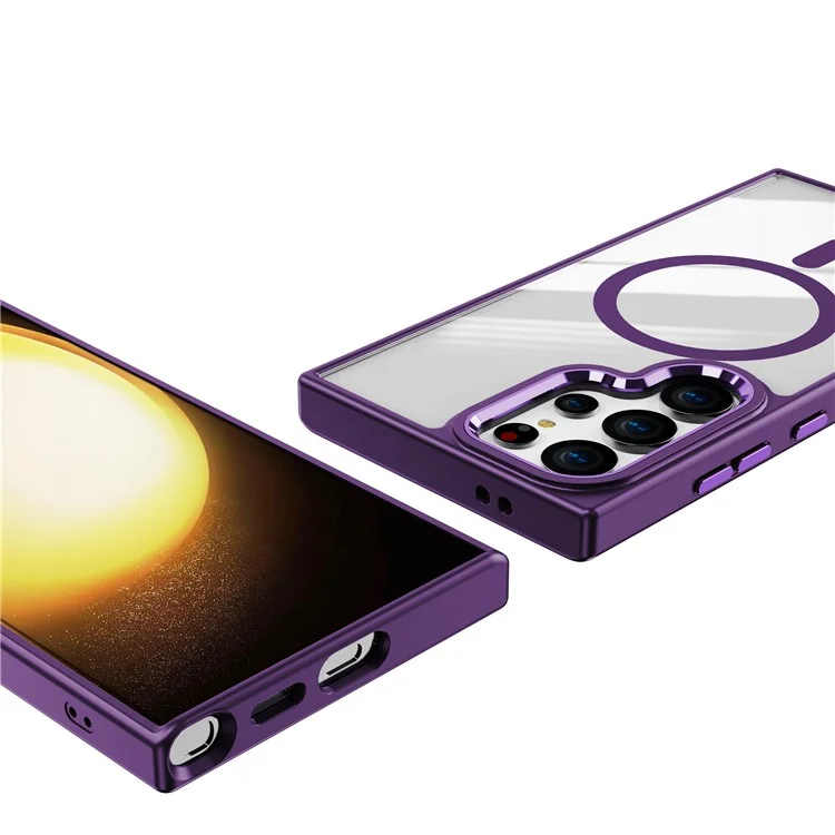 Für Samsung Galaxy S25 Ultra Hülle Kompatibel mit MagSafe TPU + Acryl Klare Handyhülle - Dunkel Lila