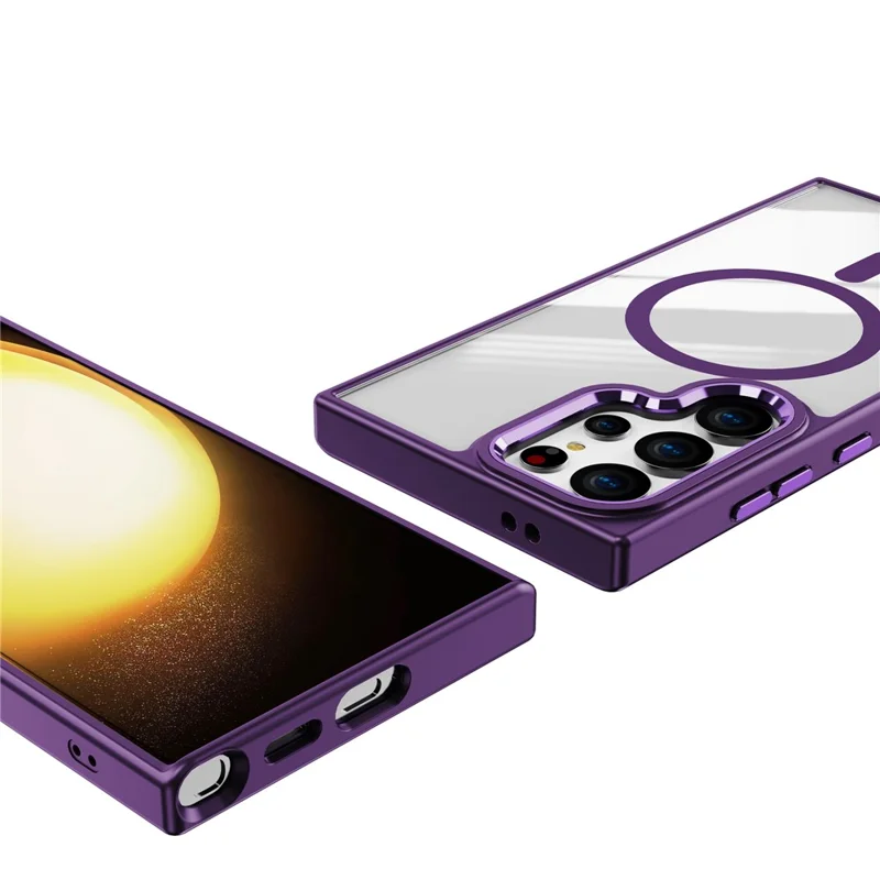For Samsung Galaxy S25 Ultra Case Compatible with MagSafe TPU+PC Clear Phone Cover - Black