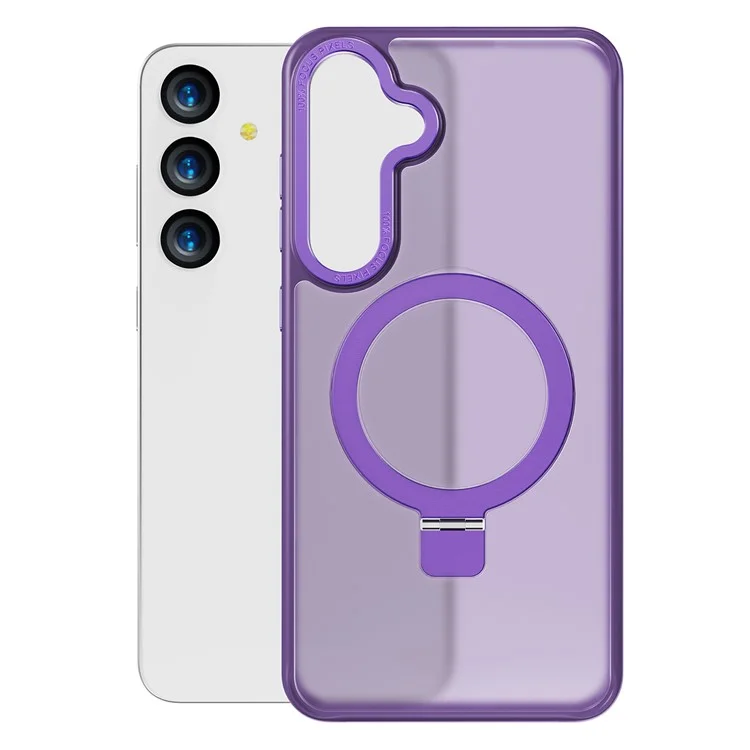 Für Samsung Galaxy S25+ Hülle Magnetischer Ständer TPU + PC Telefonabdeckung Hautfreundliche Berührung - Dunkelviolett