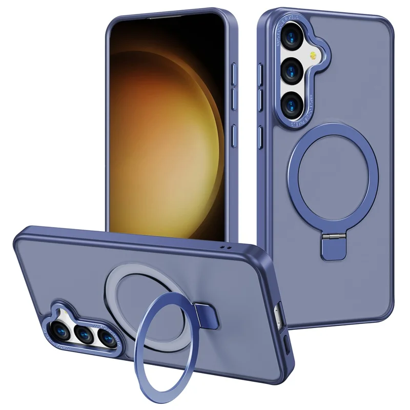 For Samsung Galaxy S25+ Case Magnetic Kickstand TPU + PC Phone Cover Skin-Friendly Touch - Blue