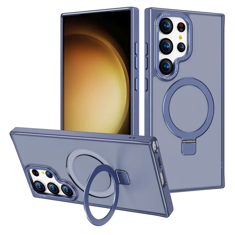 Funda compatible con Samsung Galaxy S25 Ultra para MagSafe, anti-caída de TPU + PC con soporte - Azul