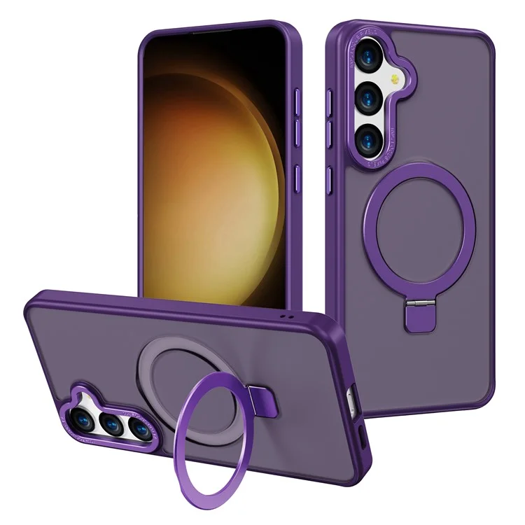 Capa compatível com Samsung Galaxy S24 FE com MagSafe, anti-queda, TPU + PC com suporte - Roxo Escuro
