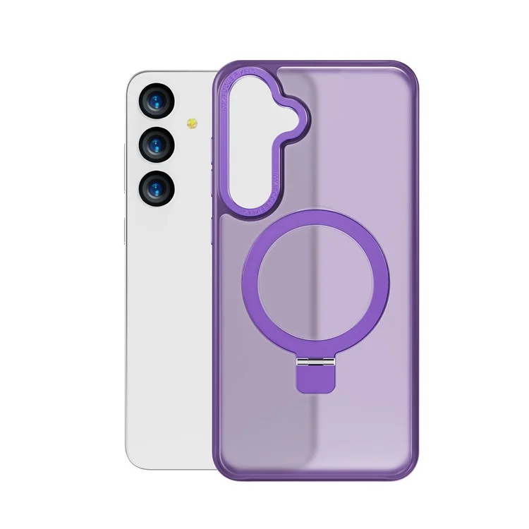 Capa compatível com Samsung Galaxy S24 FE com MagSafe, anti-queda, TPU + PC com suporte - Roxo Escuro