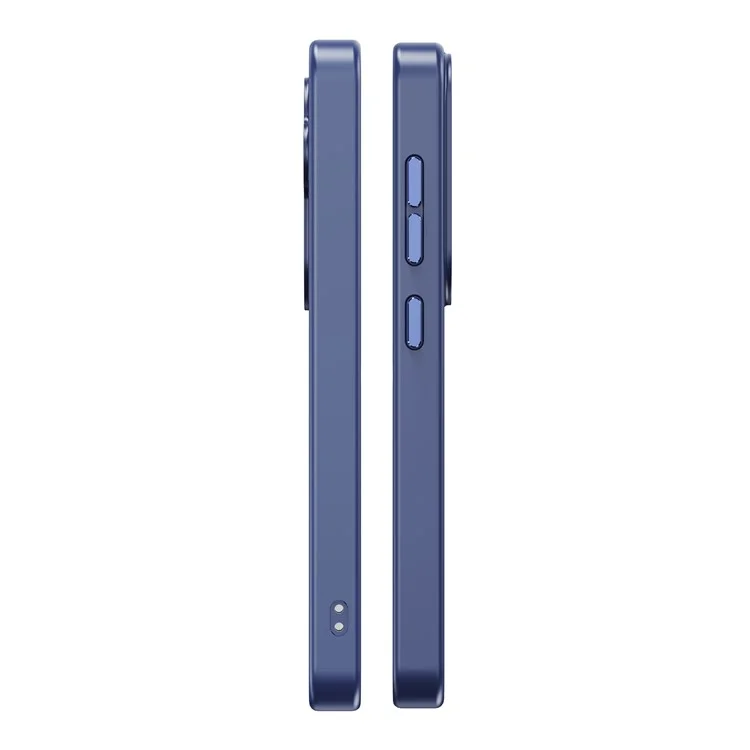 Coque pour Samsung Galaxy S25 compatible avec MagSafe, support intégré, en TPU et acrylique transparent - Bleu
