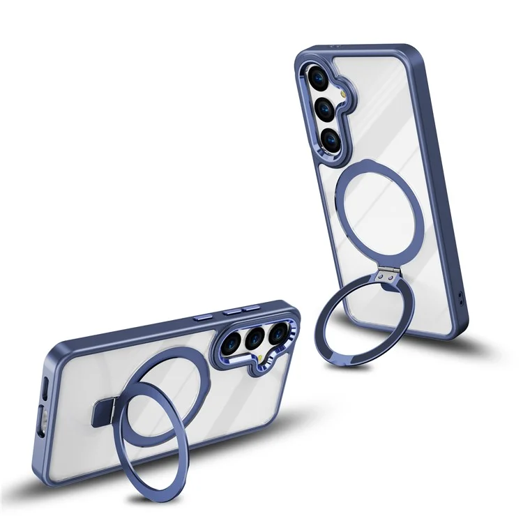 Funda para Samsung Galaxy S25+ compatible con MagSafe, con soporte, de TPU + cubierta de teléfono acrílica transparente - Azul marino