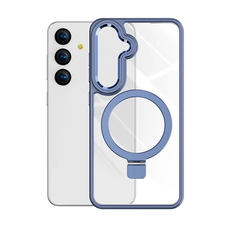 Funda para Samsung Galaxy S25+ compatible con MagSafe, con soporte, de TPU + cubierta de teléfono acrílica transparente - Azul marino