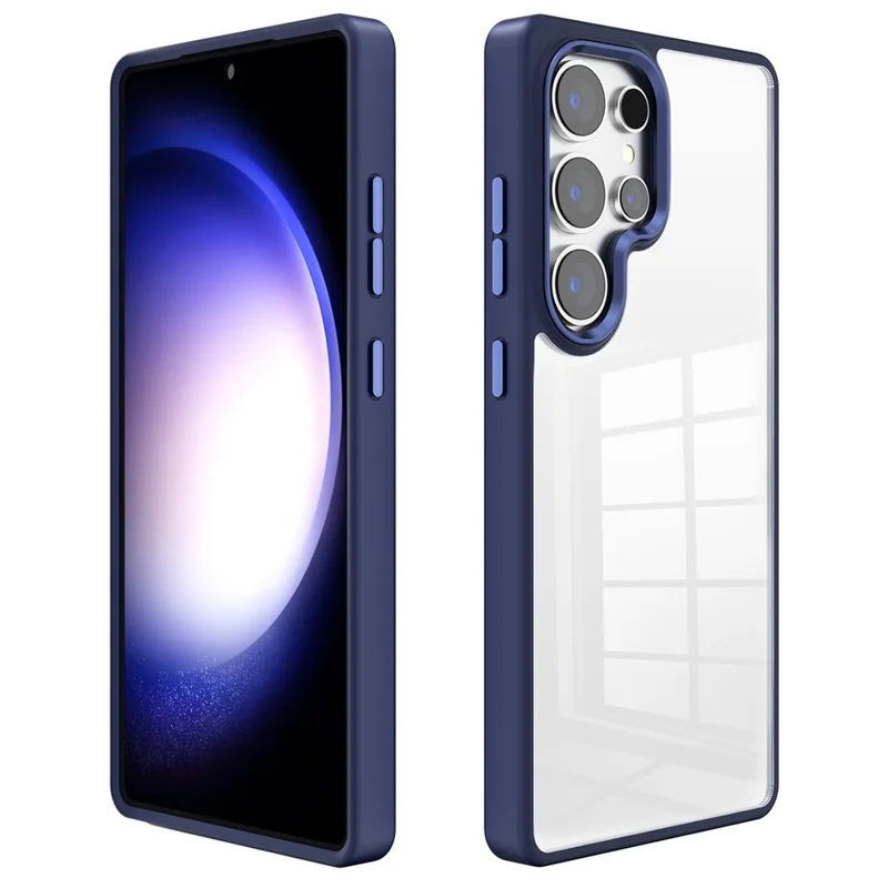 Capa para Samsung Galaxy S25 Ultra, TPU + Acrílico Transparente - Azul Marinho