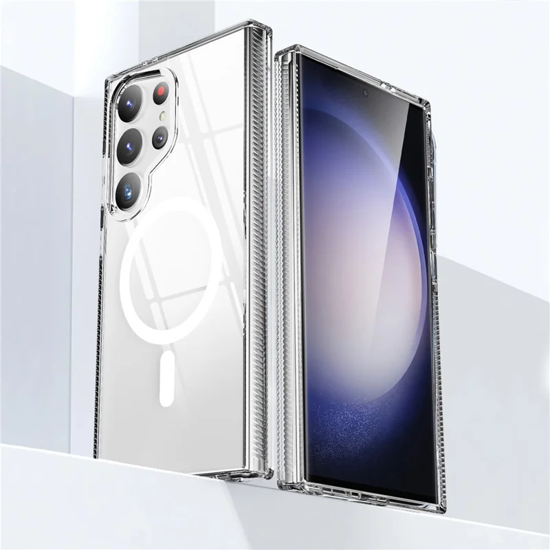 For Samsung Galaxy S25 Ultra Magnetic Case TPU + PC Clear Back Cover - Transparent