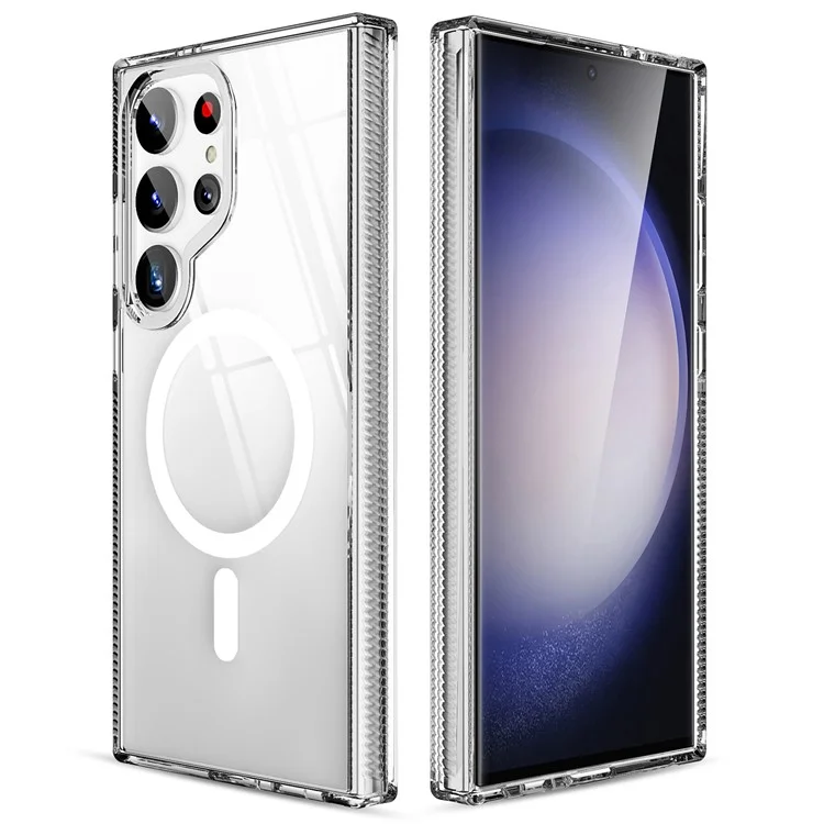 For Samsung Galaxy S23 Ultra Case Compatible with MagSafe TPU + PC Clear Back Cover - Transparent