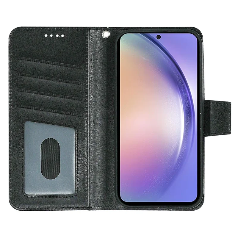 Funda para Samsung Galaxy A54 5G con soporte, tarjetero y cartera de piel - Negro