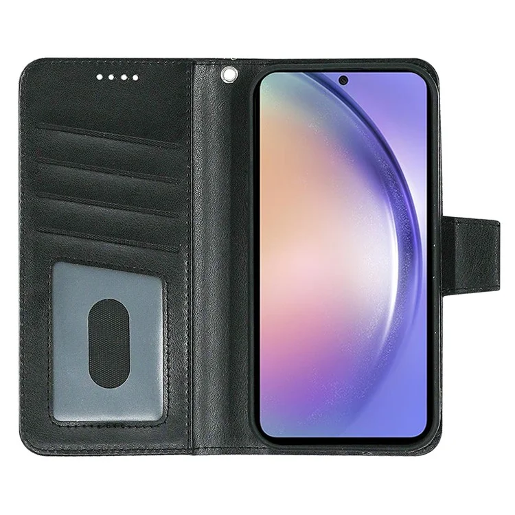 Étui pour Samsung Galaxy A25 5G (Global) (161,0 x 76,5 x 8,3 mm) Support Porte-cartes Portefeuille Housse de téléphone en cuir - Noir