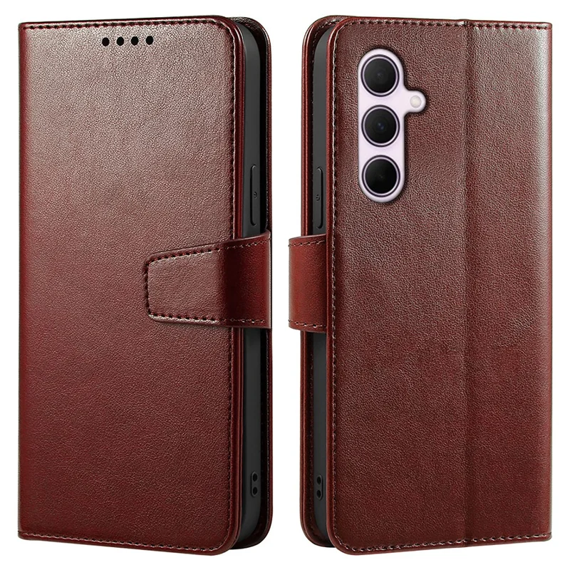 For Samsung Galaxy S24 Case Stand Card Holder Wallet Leather Phone Cover - Brown