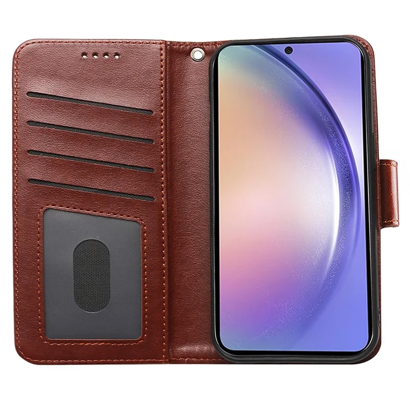 For Samsung Galaxy S24 Case Stand Card Holder Wallet Leather Phone Cover - Brown