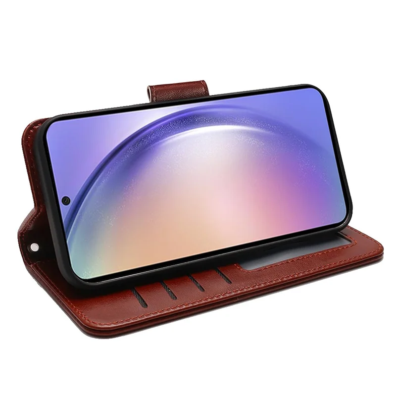 For Samsung Galaxy S24 Case Stand Card Holder Wallet Leather Phone Cover - Brown