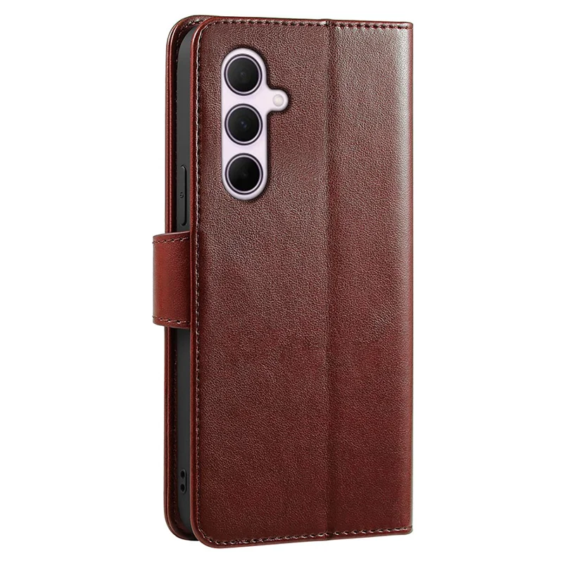 For Samsung Galaxy S24 Case Stand Card Holder Wallet Leather Phone Cover - Brown