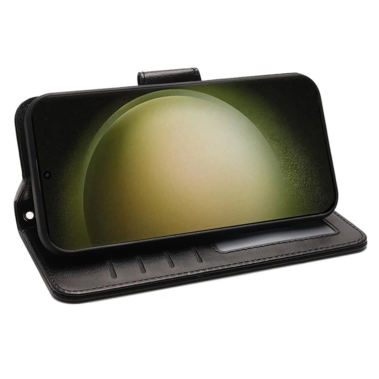 Für Samsung Galaxy S24 Ultra Case Standfuß Kartenfach Leder Handyhülle - Schwarz