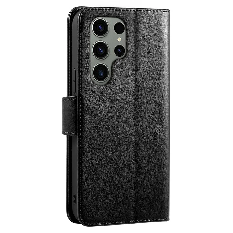 Für Samsung Galaxy S24 Ultra Case Standfuß Kartenfach Leder Handyhülle - Schwarz