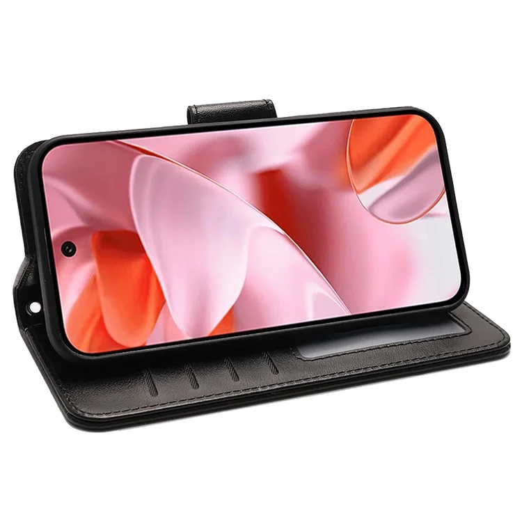 Funda para Google Pixel 9 Pro / Pixel 9 con soporte, tarjetero y cartera de cuero - Negro