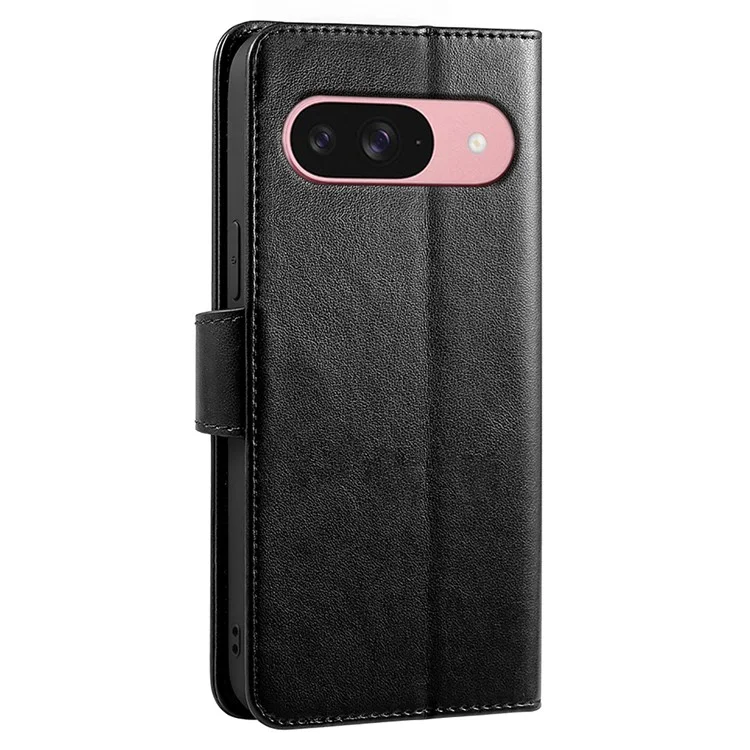 Funda para Google Pixel 9 Pro / Pixel 9 con soporte, tarjetero y cartera de cuero - Negro