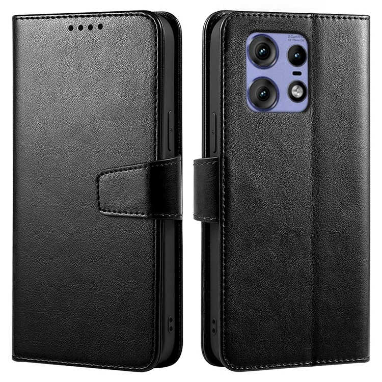 Funda para Motorola Edge 50 Pro 5G con soporte, tarjetero y cuero - Negro