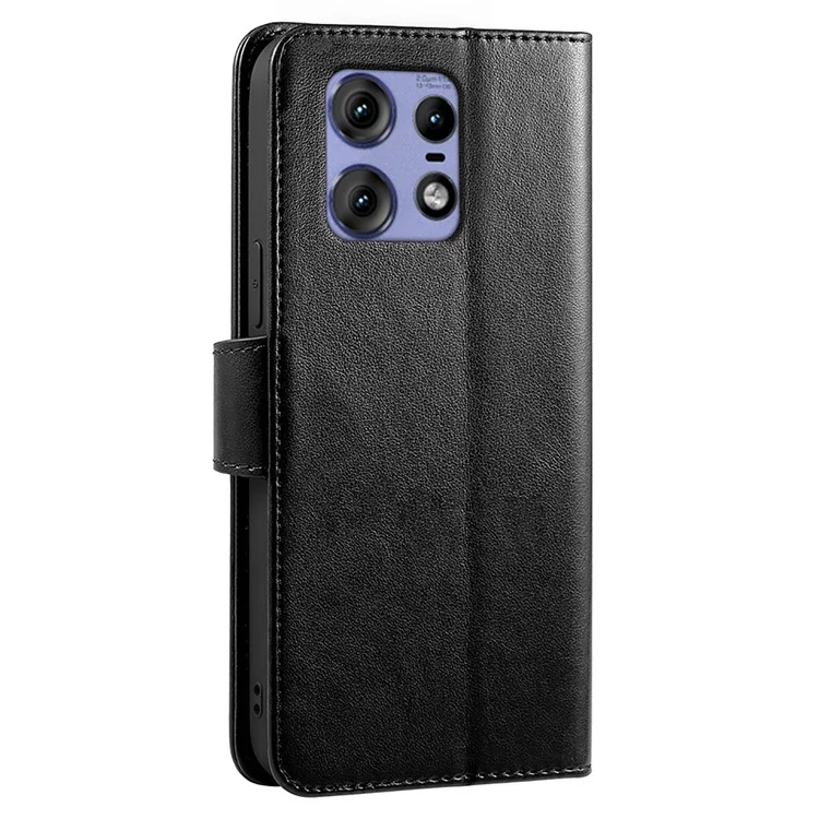 Funda para Motorola Edge 50 Pro 5G con soporte, tarjetero y cuero - Negro