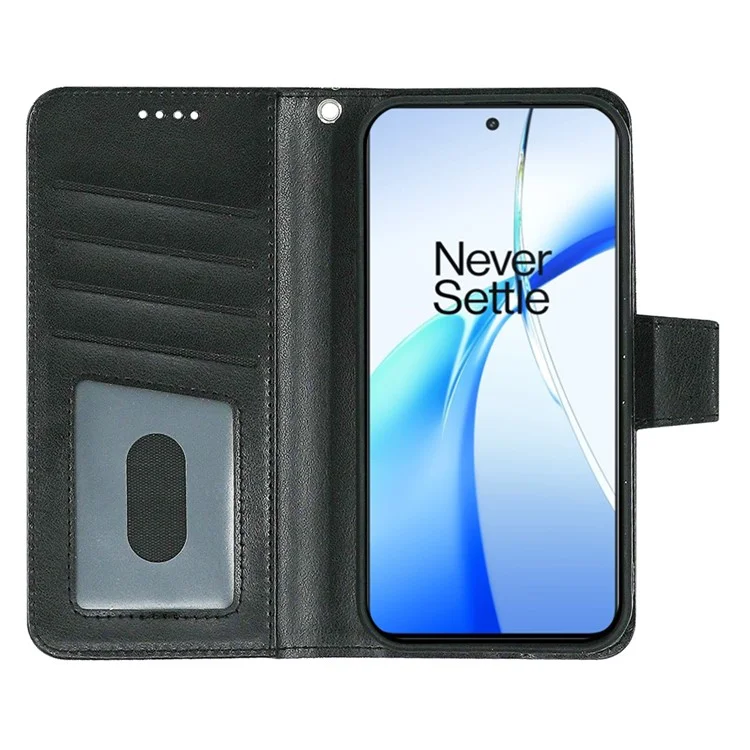 Étui pour OnePlus Nord CE4 5G avec support, porte-cartes et portefeuille en cuir - Noir