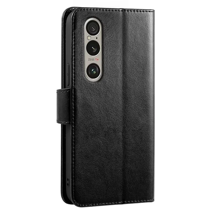 Для Sony Xperia 1 VI чехол-подставка, держатель для карт, кожаный чехол для телефона - черный