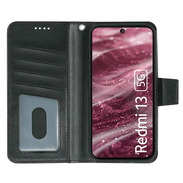 Étui pour Xiaomi Redmi 13 5G Support Porte-Carte Portefeuille Housse en Cuir pour Téléphone - Noir