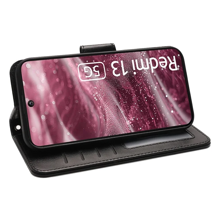 Étui pour Xiaomi Redmi 13 5G Support Porte-Carte Portefeuille Housse en Cuir pour Téléphone - Noir