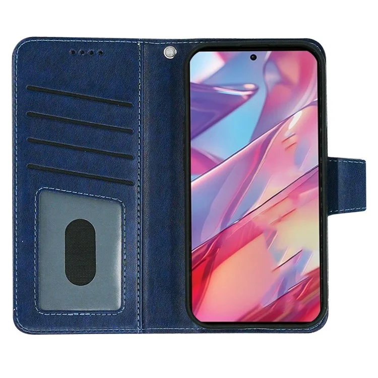 Étui pour Xiaomi Redmi Note 13 5G avec support, porte-carte et portefeuille en cuir - Bleu