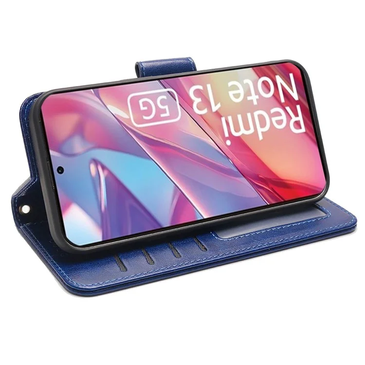 Étui pour Xiaomi Redmi Note 13 5G avec support, porte-carte et portefeuille en cuir - Bleu