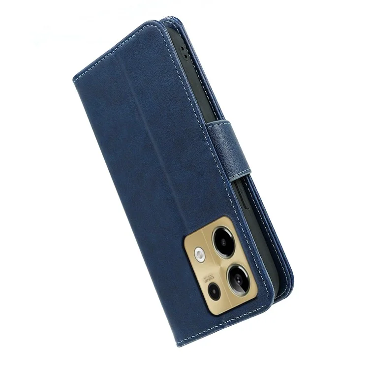 Étui pour Xiaomi Redmi Note 13 5G avec support, porte-carte et portefeuille en cuir - Bleu