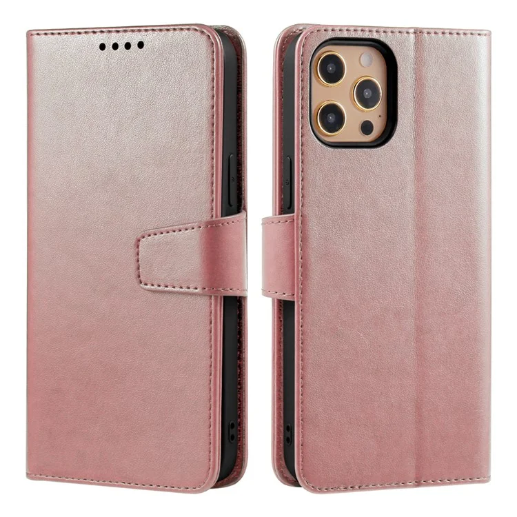 Für iPhone 15 Pro Max Hülle Ständer Kartenfach Geldbörse Leder Handyhülle - Roségold
